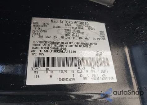 2008 Ford Expedition Eddie Bauer/King Ranch from USA, damaged, VIN 1FMFU18528LA15240